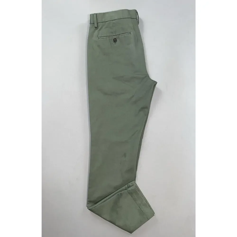 Banana Republic Fulton Fit Flat Front Stretch Cotton Chino Pants. Green, 34X32.5